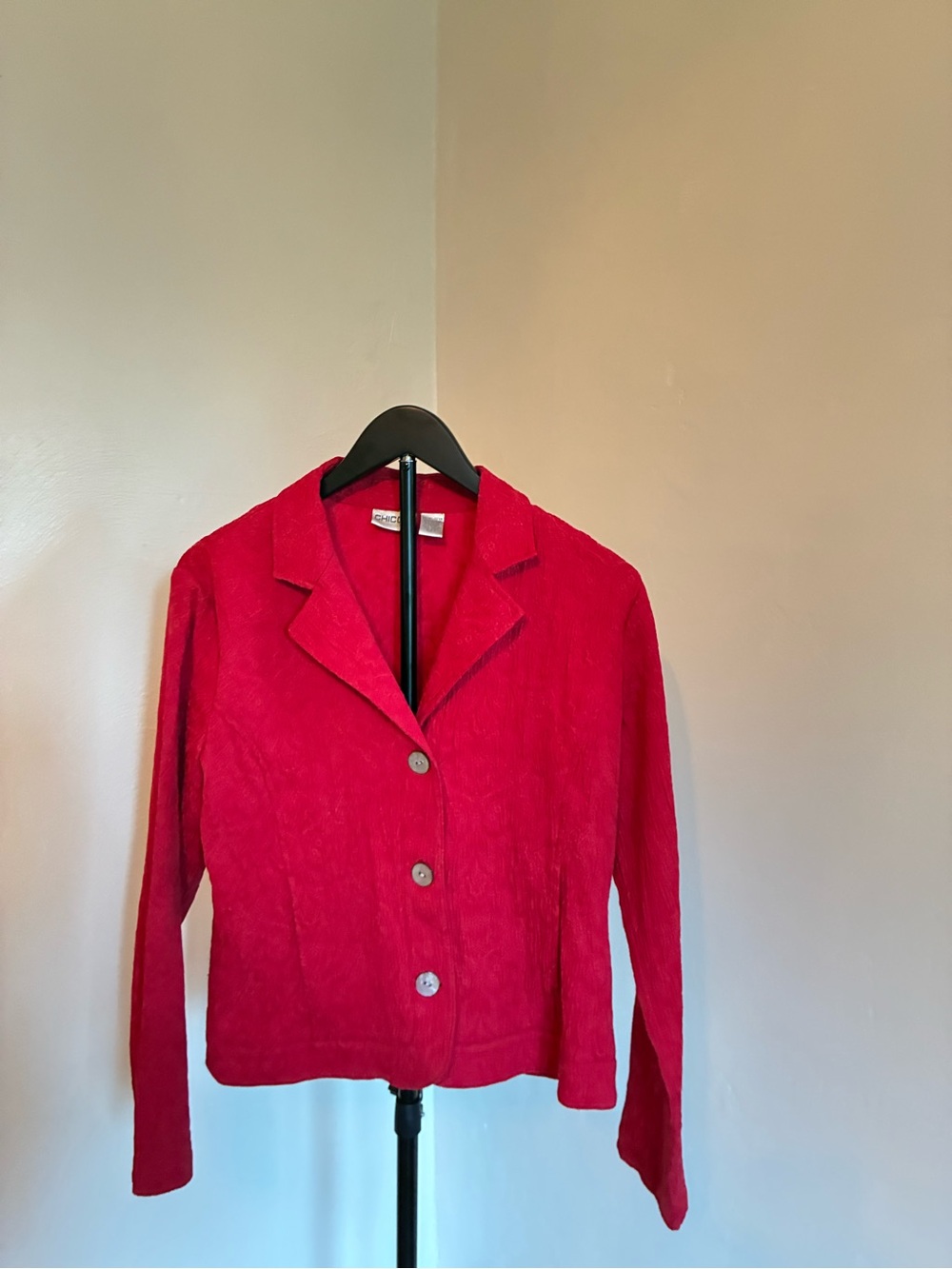 Chico's Bright Red Button-Front Blazer